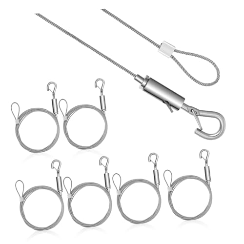 HOMSFOU 6pezzi Cavo Acciaio Inossidabile Con Gancio Di Sicurezza Da Filo Per Appendere Foto e Decorazioni Capacità Di Carico Versatile Per Casa e Ufficio