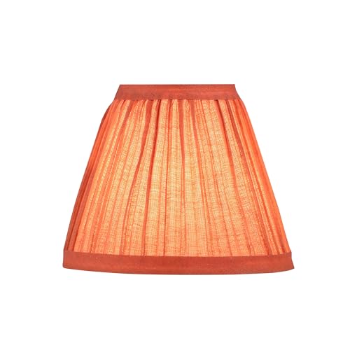 Image of Aspen Creative 51517-6, Hardback Empire Transitional Clip-On Chandelier Lamp Shade, Mushroom Pleated Carrot Faux Silk Fabric, 3 inch Top x 6 inch Bottom x 5 inch Slant Height, Set of 6
