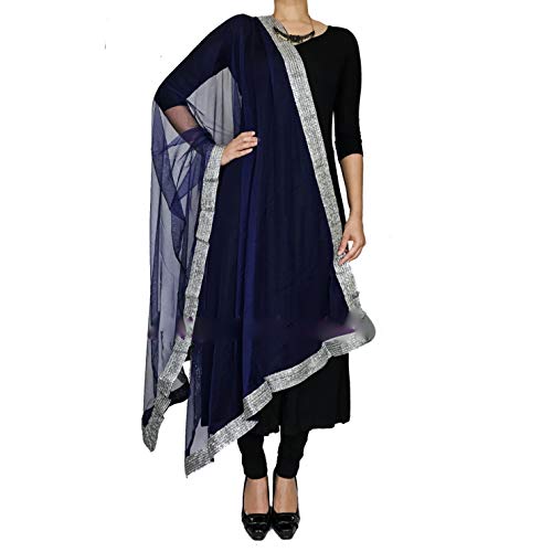 Missindya Dupatta Chale etole pashmina foulard indien brode hijab chunni headscarf stole throw Argente