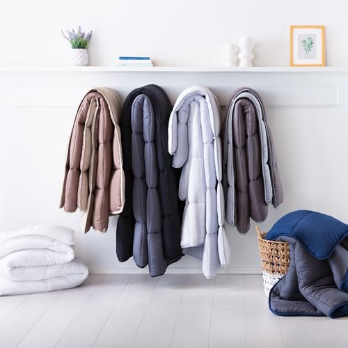 Linenspa edredón hipoalergénico de microfibra alternativa al plumón para todas las estaciones, completo, azul marino/