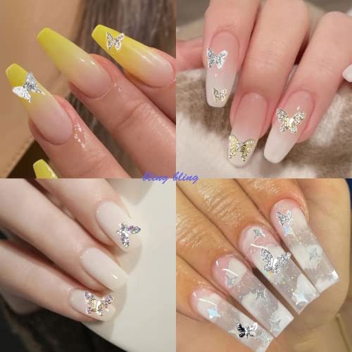 22 PCS Butterfly Nail Charms 3D Gold Sliver Nail Charms for Acrylic Nails Butterfly Nail Diamonds Rhinestones for DIY Nail Art Kit Accessories - Thumbnail 5