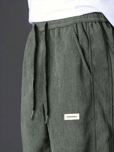 Image of KOTTY Men's Solid|Button|Wide|Loose fit|Corduroy Trousers & Pant for Men