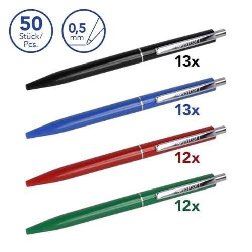Westcott Alltime Mix Ballpoint Pens Pack of 50 (Pack of 20) | Large Pack of Retractable Ballpoint Pens with Blue Ink | Line Width M, X20 | Permanent ISO 12757-2 | Sturdy Metal Clip | E-737487 00 - Image 3