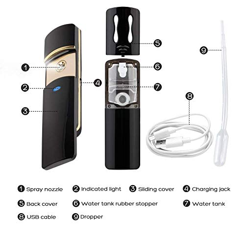 Kingsmile Face Mister, Nano Facial Mister for Lash Extensions, Portable Nano Mister & Mini Cool Facial Steamer, Nano Mist Sprayer for Hydrating the Skin,Refresh & Cool Down Eyelash Extensions Black — view 5