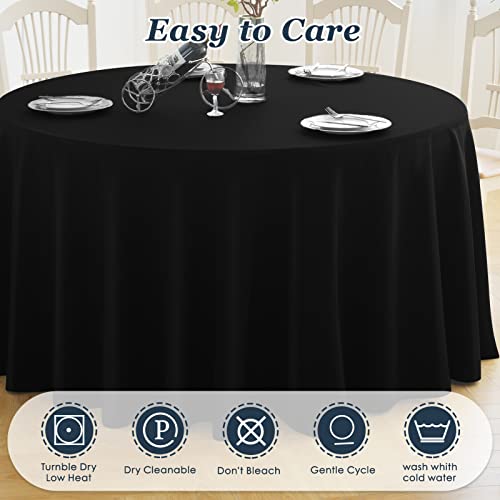 Leqee Round Tablecloth,2 Pack 132Inch Stain And Wrinkle Resistant Polyester Table Cloth,Decorative Fabric Table Cover For Kitchen,Dinning,Party,Wedding Round(Black) #TOP3