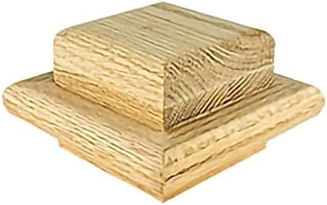 "A" Style Plateau Flat Wood Newll Post Cap for Interior Stairs, Fits 4.75" Post, White Oak, by Island Post Cap