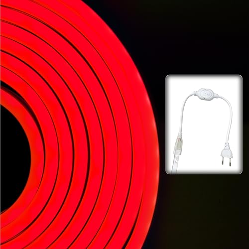 Image of Forus 20 Meter LED Neon Strip Light - Red | Flexible, Waterproof & Cuttable Neon Rope Light for Indoor & Outdoor Wall Decor, Custom Neon Name Board, Diwali Decorative Lighting | 6-Month Warranty