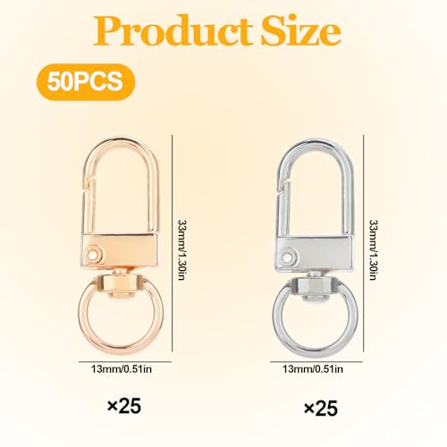 50 Stück Schlüsselanhänger Karabiner Metal,Karabinerhaken Schlüsselanhänger,Karabinerhaken mit Drehgelenk,Schlüsselanhänger Gold,Karabiner Schlüsselanhänger Klein für DIY Schlüsselanhänger Verbindung