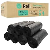 Reli. EcoStrong 13 Gallon Trash Bags | 500 Count Bulk | Black | Eco-Friendly | Made from Recycled Material