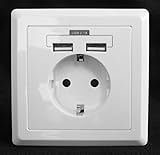 Skaize TM UQ442 Schuko. Enchufe con cargador USB ? Toma de USB de intramuro 2 compartimentos de carga (5 V/2.8 a)