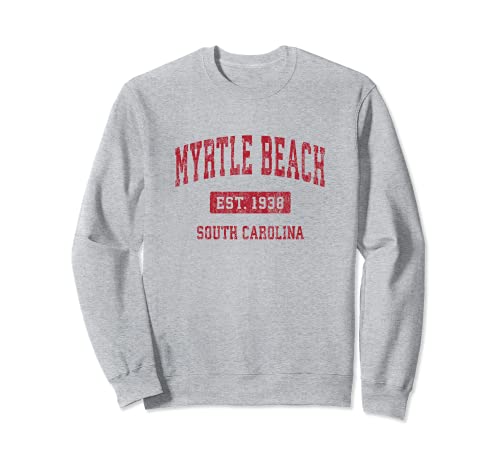 Myrtle Beach South Carolina SC Vintage Deportes Diseño Rojo Des Sudadera