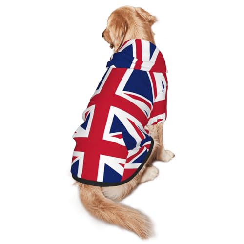 British Flag Print Dog Hoodie For Medium To Large Dogs, Warm, Soft, Breathable Sweatshirt, Easy To Wear Jumper For Winter And Fall, Pet Coat Pullover