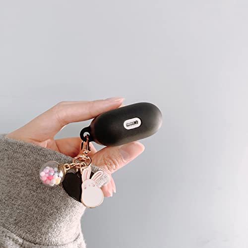 Ownest Compatible For Airpods Case Soft Tpu With Gold Heart Pattern Cute Lucky Ball Keychain Shockproof Cover Case For Girls Woman Airpods 2 &1-Black #TOP3