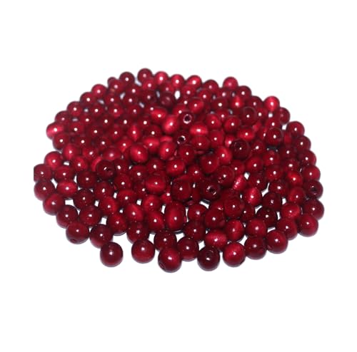 300 Pcs 12mm Dark Red Wooden Beads | DIY Craft Beads for Bracelets Garlands Hanging Ornaments | Natural Wood Grain 3.5mm Hole for Easy Stringing