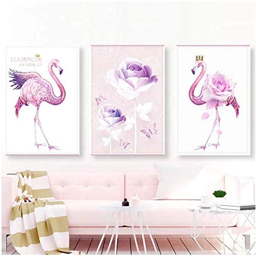 Affiches et gravures flamingo rose pourpre pour raviver un mur de salon vide