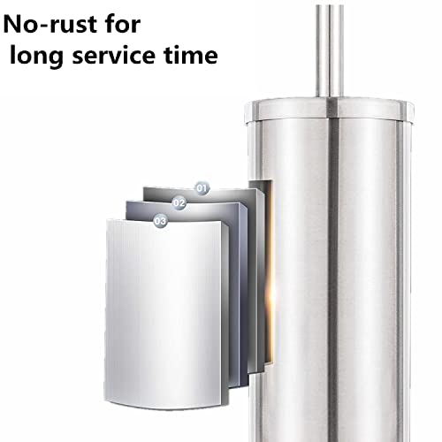 Image of Chrome Toilet Plunger with Holder Bathroom Metal Canister Holder Drip Cup, Heavy Duty, Deep Cleaning Silver
