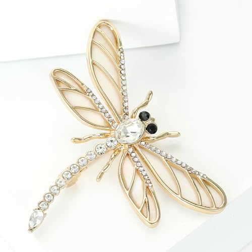Image of Dragonfly Brooch and Pins for Women Enamel /Rhinestone Crystal Dragonfly Animals Brooches Jewelry for Mom Wife Elegant Dress Accessories Birthday Gifts