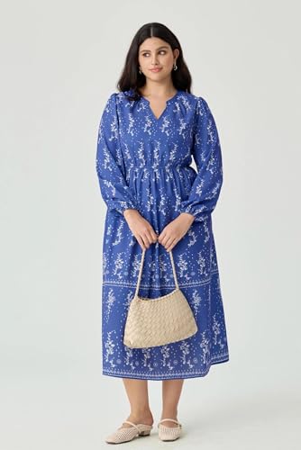 Image of TIYOMI Womens Plus Size Dresses Fall Long Sleeve Maxi Dresses V Neck Floral Spring Party Dress with Pockets XL-5XL (14W-28W)