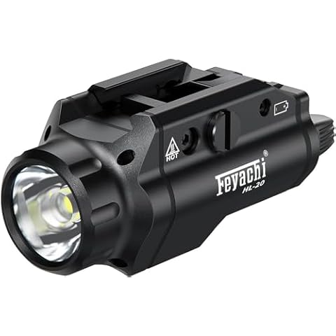 Feyachi HL-20 Pistol Light 1500 Lumen Upgrade LED Weapon Light Compact Rail Mounted Handgun Tactical Flashlight Rail Locating Keys for Picatinny, Black Cover