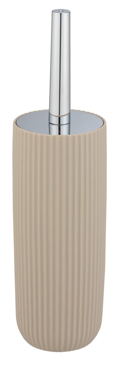 WENKO Agropoli Toilet Brush Set, Beige, Plastic, Firm yet Flexible Bristles, Includes Replaceable Brush Head, BPA-Free, 36.5 x 10 cm, 1 Count