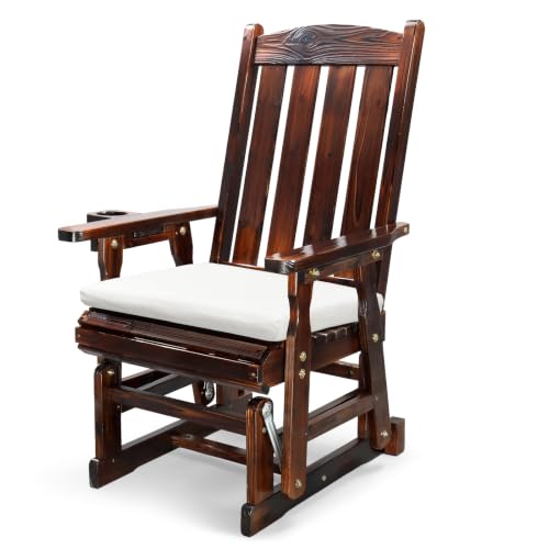 VINGLI Wooden Patio Glider with Cushion