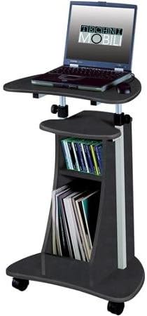 Rolling Laptop Cart with Storage, Graphite and Black