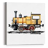 Watercolor Train Print Steam Locomotive Paintings Canvas Wall Art 12x12 Transportation Locomotive Po