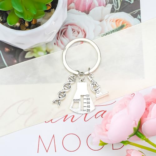 Wissenschaftlicher Schlüsselanhänger Mikroskop Design, Chemie Biologie Schlüsselanhänger, Geschenk für Frauen, Beste Freundin, Lehrer, Aesthetic Keychain