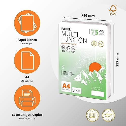 Image of A4 75 g 100 Sheets, Multipurpose Paper for Printer, Sheets for Laser and Inkjet Printers, Photocopier, Office Use, School Supplies, Pack of Sheets - Ophituria (75 g, 100h)
