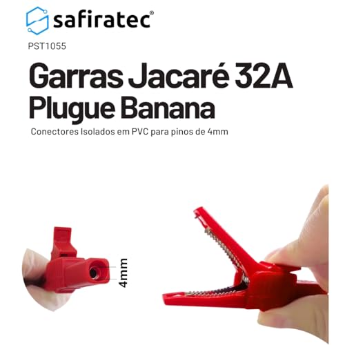Conjunto de 5 Garras Jacaré Plug Banana de 4 mm, 1000V 32A CAT III, Cores Sortidas