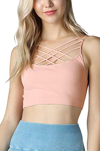 NIKIBIKI Women Seamless Triple Criss Cross Bralette, One Size (Cloud Pink)