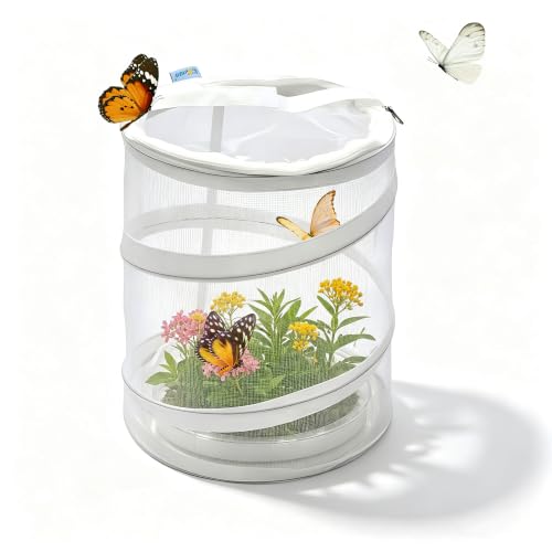 Image of Pop Up Butterfly Habitat Cage, Collapsible Clear Mesh Insect Terrarium