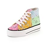JUDIS Girls’ Platform Canvas Shoes Lace-up Fashion Sneakers Low Top and High Top Casual Shoes for Girls Flower