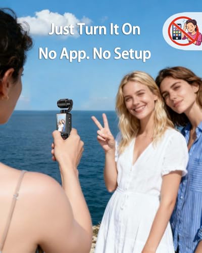 image for W & O Vlogging Camera with 180° Rotating Lens, Pocket Body Camera wit