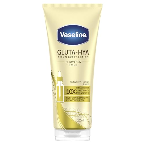 Vaseline Gluta-Hya Flawless Tone Serum Burst Lotion Moisturiser Body Lotion with GlutaGlow Glycerol Hyaluron & Antioxidants 10x Stronger Than Vitamin C* Reduces Dark Spots in 5 Days 200ml