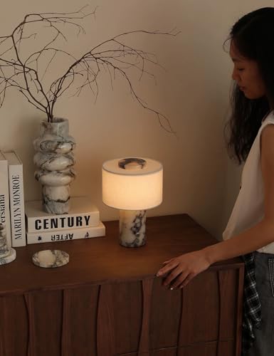 BSOD Marble Lamp, Stone Table Lamps Rechargeable Modern Decorative Touch Dimmable Cordless Luxury Design Bedside Lamp for Home Decor, Bedroom, Living Room & Office (Rechargeable Calacatta Viola Lamp) - image 8