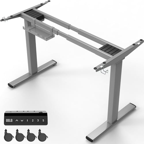 Homall Rama biurka z 2 silnikami z regulacją wysokości, biurko elektryczne, obciążenie do 120 kg, rama stołu z regulacją wysokości, szara