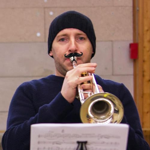 2 Clip-On-Schnurrbärte für Trompete und Posaune, perfektes Zubehör für alle Trompetengriff-Mundstücke für junge Musiker inklusive Schutzhülle