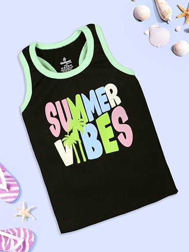 Image of KiddoPanti Girls Chest Printed Sleeveless Rib Racer Back Tank Top
