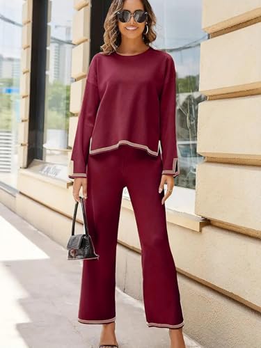 Image of ALL YOURS Women's Contrast Piping Top with Trousers Co-Ords Sets