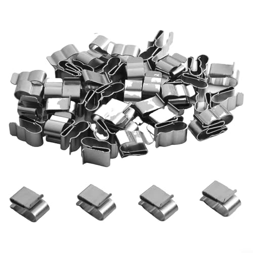 50 Pcs Stainless Steel Solar Panel Clips,Trailer Frame Wire Cable Clamps,Double Wire Clips for Kayaks,Fishing Boats,Workbenches,Offices