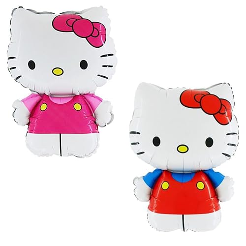Toyland® Hello Kitty Foil Balloon Pack - 1 x 75cm (30") Character in Pink & 1 x 75cm (30") Character in Red and Blue - Kids Party Decorations