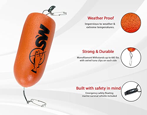 Spearfishing World Torpedo Bullet Float/Buoy For Spearfishing, Snorkeling And Scuba - Rigged For Big Fish With Heavy Duty Tuna Float Line Clips And Safety Whistle (16 Inch) #TOP1