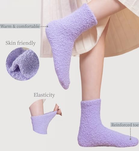 6 Pairs Fuzzy Socks For Women Soft Home Slipper Socks Fluffy Sleeping Socks don't Shed Lint4