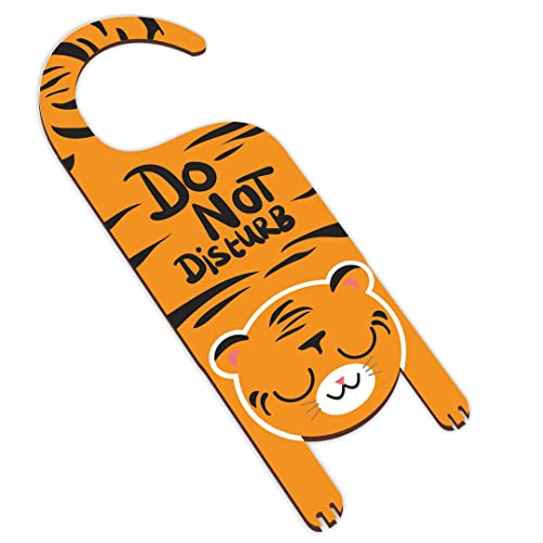 Image of CVANU Do Not Disturb Tiger Shaped Wooden Door Sign Hanger Size(24cm x 8.5cm) cv69