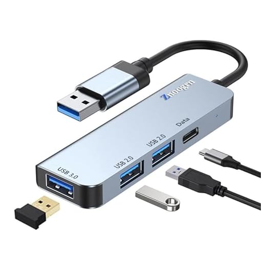 USB 3.0 Hub, 4 Port USB Hub Splitter, Portable USB Adapter Mini Multiport Expander for Laptop, Xbox, Flash Drive, HDD, Console, HP, Dell and More