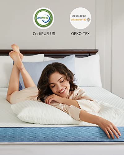 Perlecare 3 Inch Memory Foam Mattress Topper, 1.5 Inch Bamboo Carbon Foam Plus 1.5 Inch Gel-Infused Memory Foam, Medium Firm Mattress Topper With Removable Soft Cover, Queen #TOP3