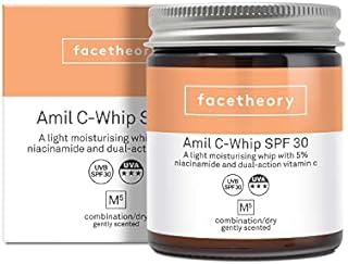 Amil-C Whip M5 SPF 30 With 5% Niacinamide and Vitamin C Light, Moisturiser | Brightening and Hydrating Skin | Reducing Redness and Minimise Pore | Vegan & Cruelty-Free | Made in UK | Unscented | 50ml