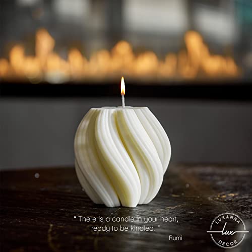 Luxanna Large Decorative Scented Spiral Twirl Candle (White) - Handmade Aesthetic Candle For Home Decor - Minimalist Soy Wax Scented Candles Ideal Gift For Your Beloved Ones, Birthday, Wedding, Etc. #TOP6