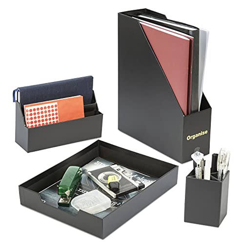 Bravich Modernes Schreibtisch-Organizer-Set | Recycling-Material Organizer Set aus A4 Briefablage Cover